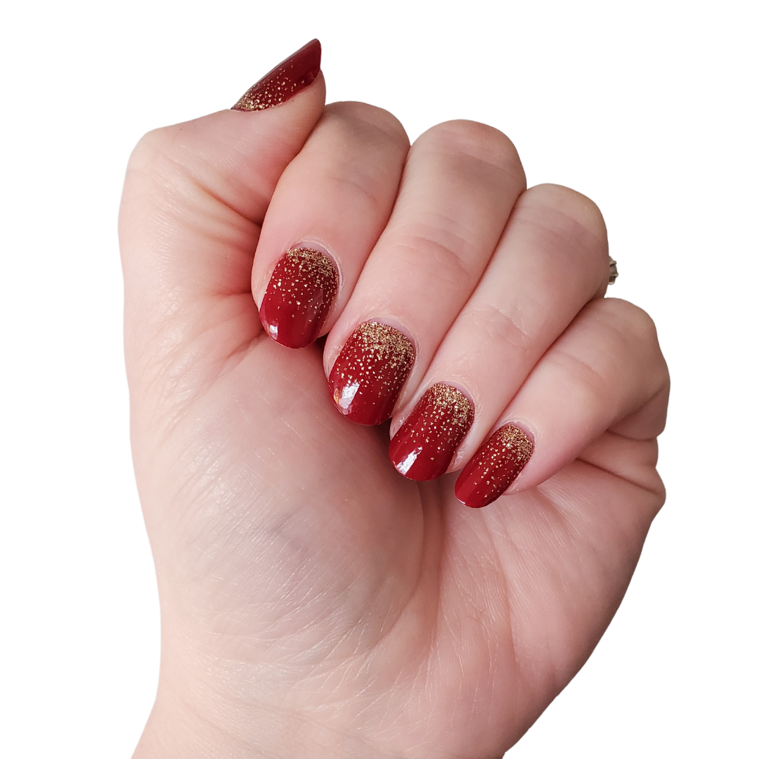 Ivy & Ash - Wholesale Nail Art/Decal - Wassail | Deep Red Gold Glitter Christmas Holiday Nail Wraps1