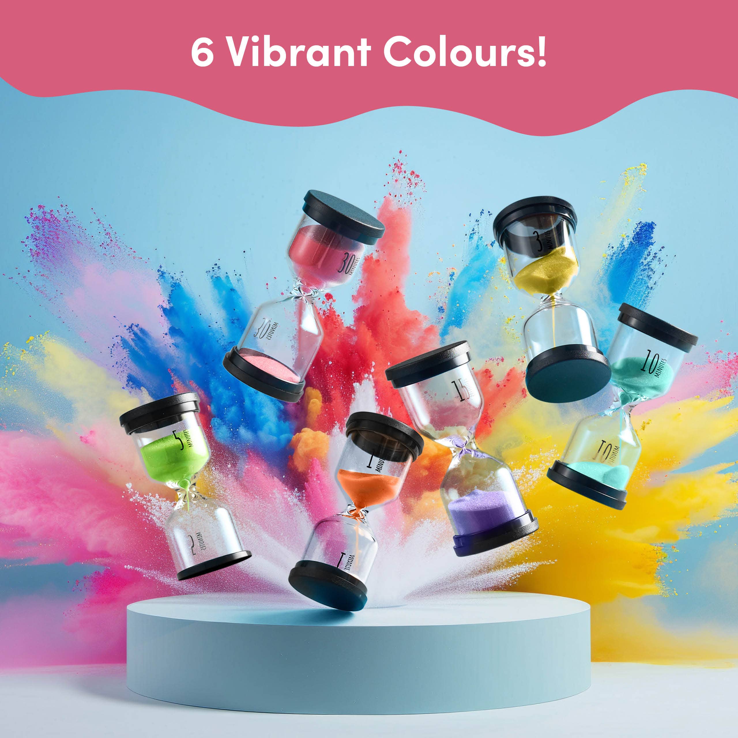 The Twiddlers - Wholesale Timer - 6 Sand Hourglass Clock Timers - 1,3,5,10,15 & 30 Minutes1