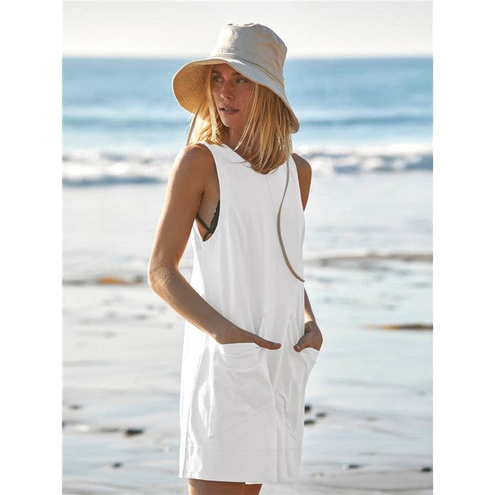 UZ Wholesale Store - Wholesale Romper – Women's - Sleeveless Solid Color Crewneck Loose Fit Casual Romper2