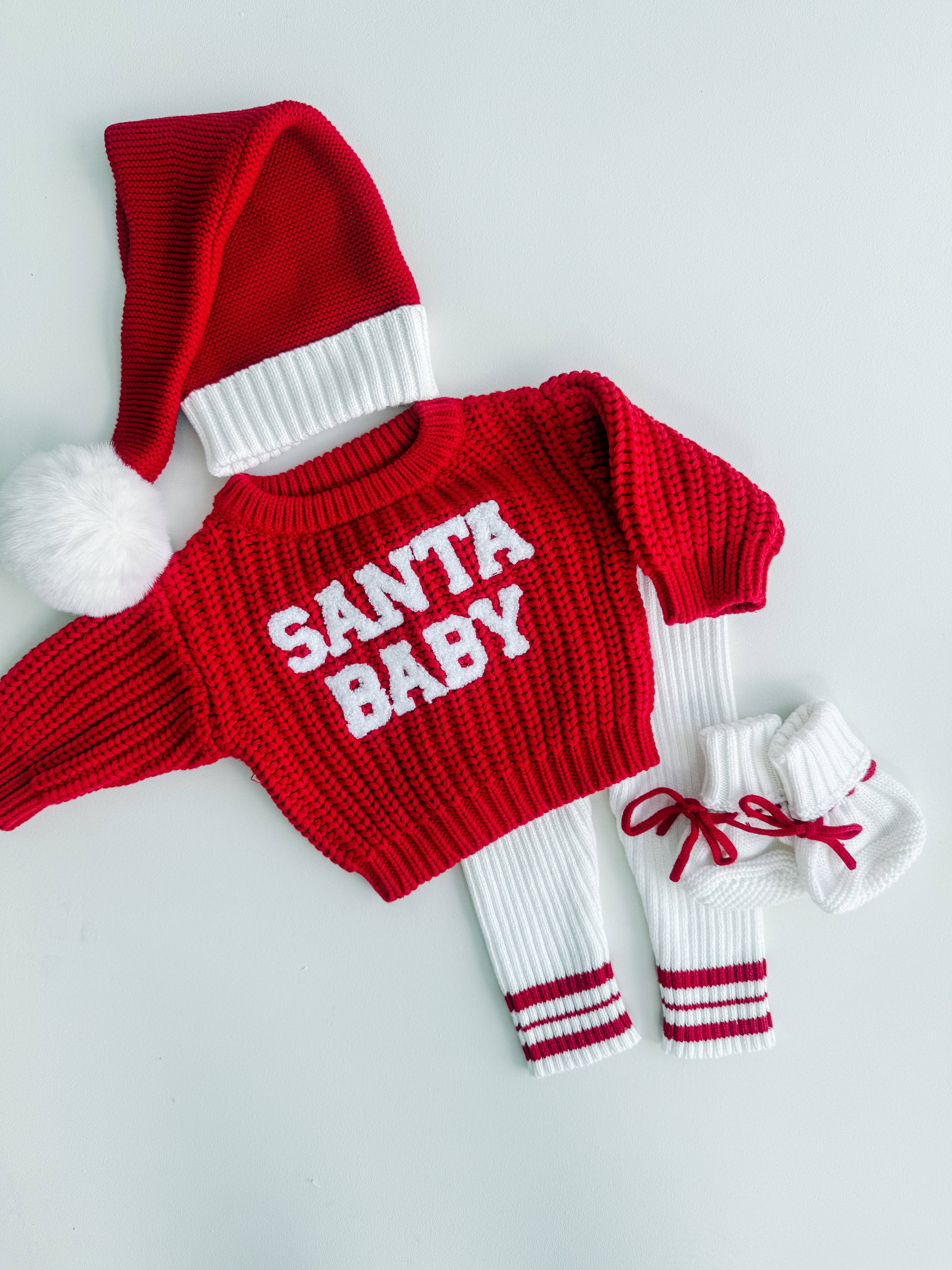 Petite + Co - Wholesale Knit Sweater - Baby - CHUNKY KNIT JUMPER | RED - SANTA BABY BOUCLE3