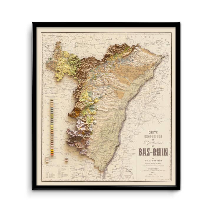 Carta geologica Basso Reno 1851 per la vendita all'ingrosso da parte di Finke