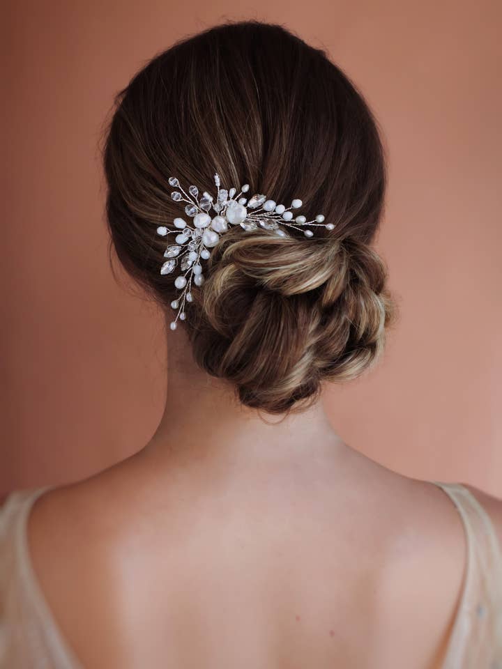 ARIANE Pearl Crystal bryllup hår kam for engroshandel hos Julia Key's Designs