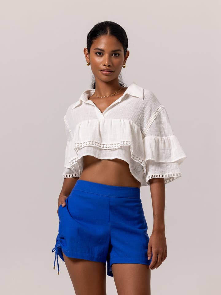 RUFFLE TOP - Ivory for wholesale by Aanoukis Swimwear