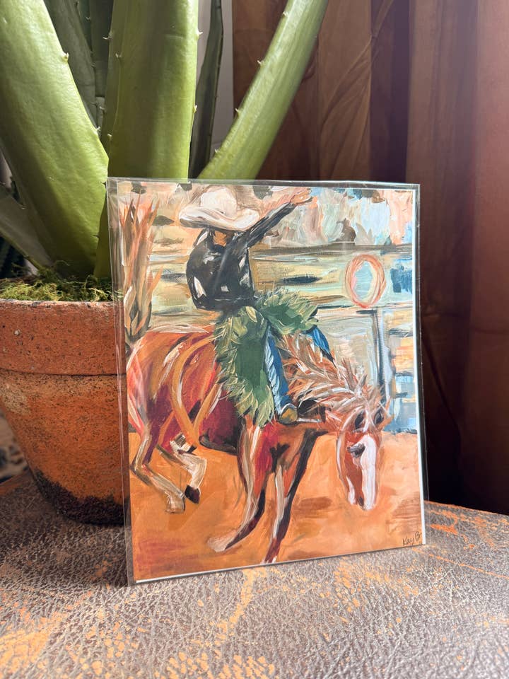 Print of Rodeo Cowboy Painting | 5x7, 8x10 or 11x17 for wholesale by You're Golden Co.