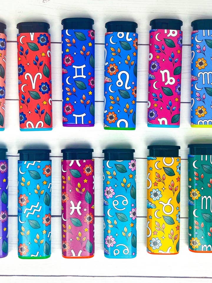 Zodiac Lighter stickers | lighter stickers | Wrapped lighter for wholesale by Michaela K Creations