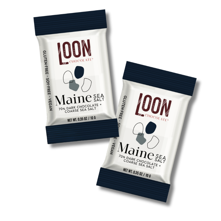 Loon Chocolate - Wholesale Chocolate Bar - Maine Sea Salt Mini Bars (70-Count Display Box)1