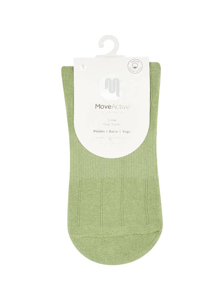 MoveActive - Wholesale Socks - Women's - Crew Non Slip Grip Socks - Sage Ruffle