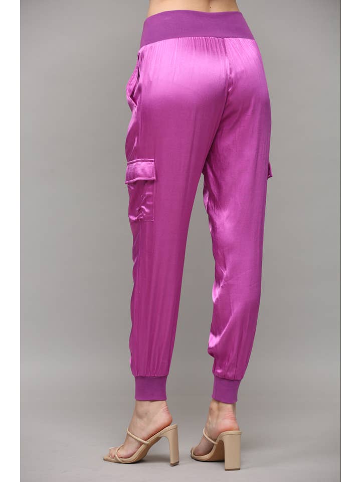 FATE - Vente Pantalon – femme - Pantalon jogger cargo en satin FP317614