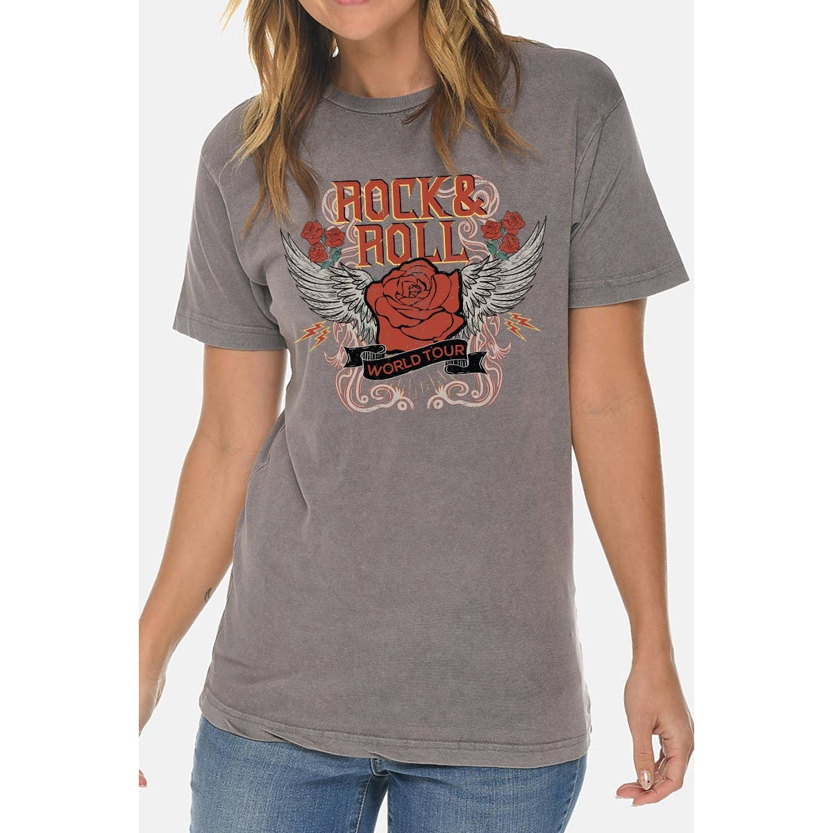 nobarand - Wholesale Screen Printed T-Shirt - Women's - ROCK N ROLL VINTAGE GRAPHIC MINERAL WASHED TEE3