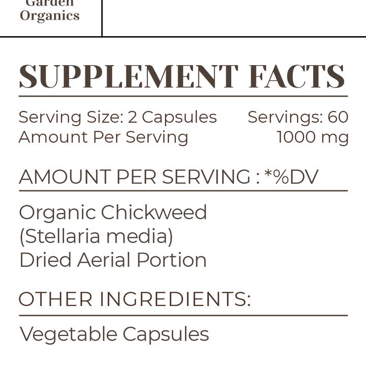 Garden Organics - Venta al por mayor Suplementos/vitaminas para beber - Cápsulas de pamplina