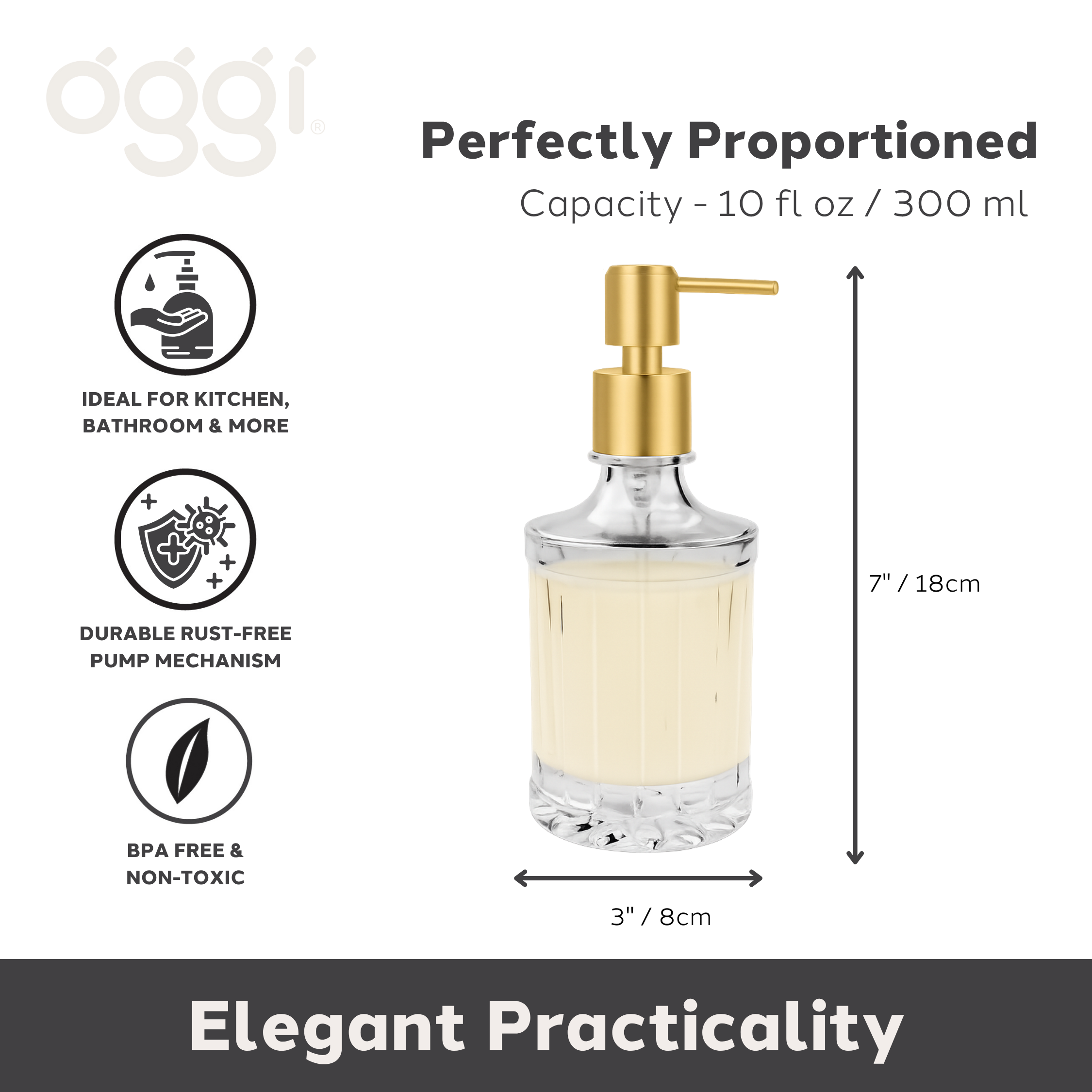 Soap Dispenser, 10 oz Faceted - Matte Gold for wholesale on Faire1