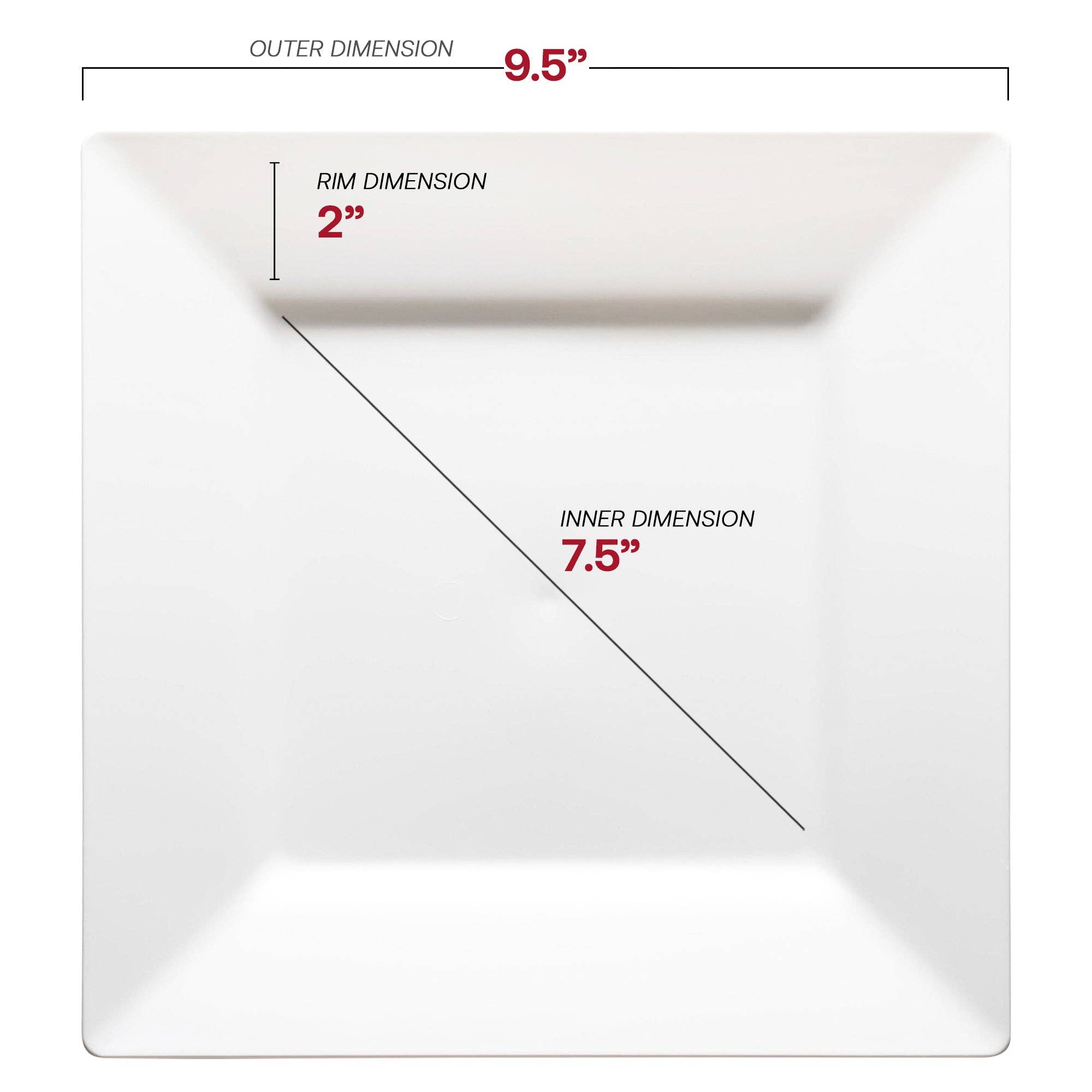 Smarty had a Party – Engroshandel Engangstallerken – 9,5" Hvide Firkantede Plastmiddagstallerkener - 120 stk.2