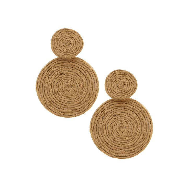 Natural Simone Raffia Deco Earrings for wholesale on Faire
