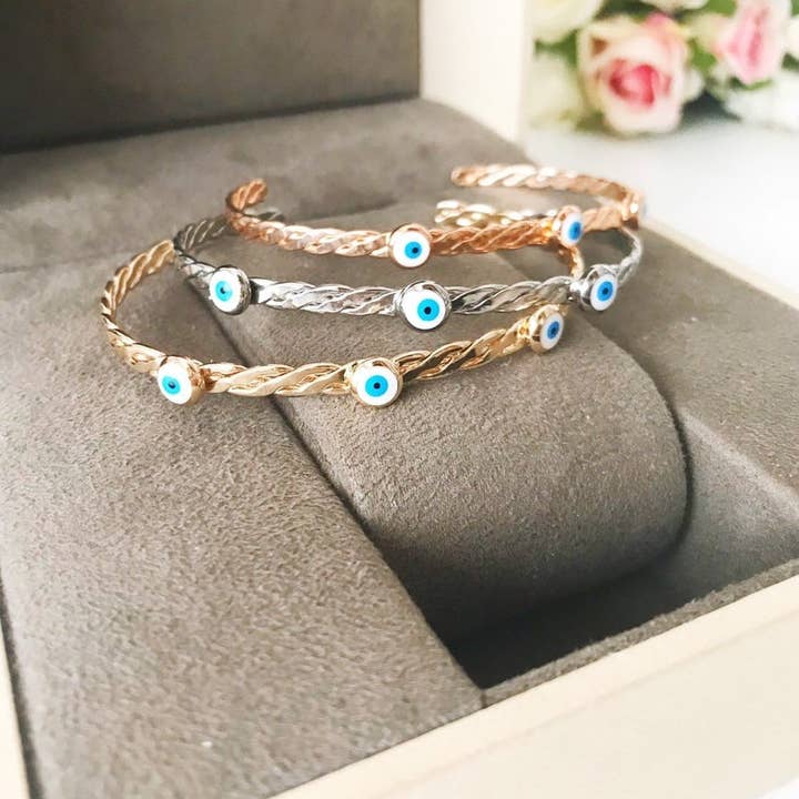 Evileyefavor - Venta al por mayor Brazalete - Pulsera brazalete, Pulsera de cuentas de mal de ojo blanco, Pulsera de mal de ojo4