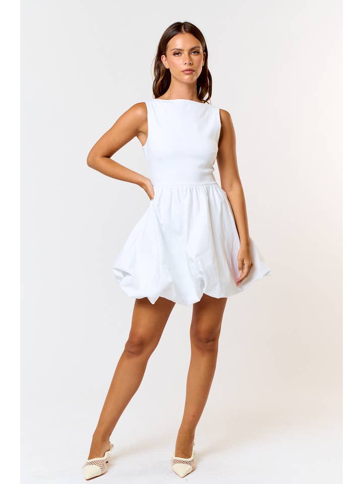 Blue Blush - Wholesale Dress - Women's - BD24799 BUBBLE HEM BOAT NECK MINI DRESS