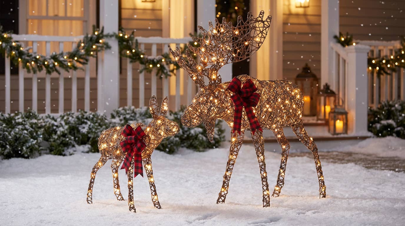 Flora Bunda Inc - Wholesale Christmas decoration - 2-Piece Moose Family, Lighted Outdoor All-Weather Christmas2