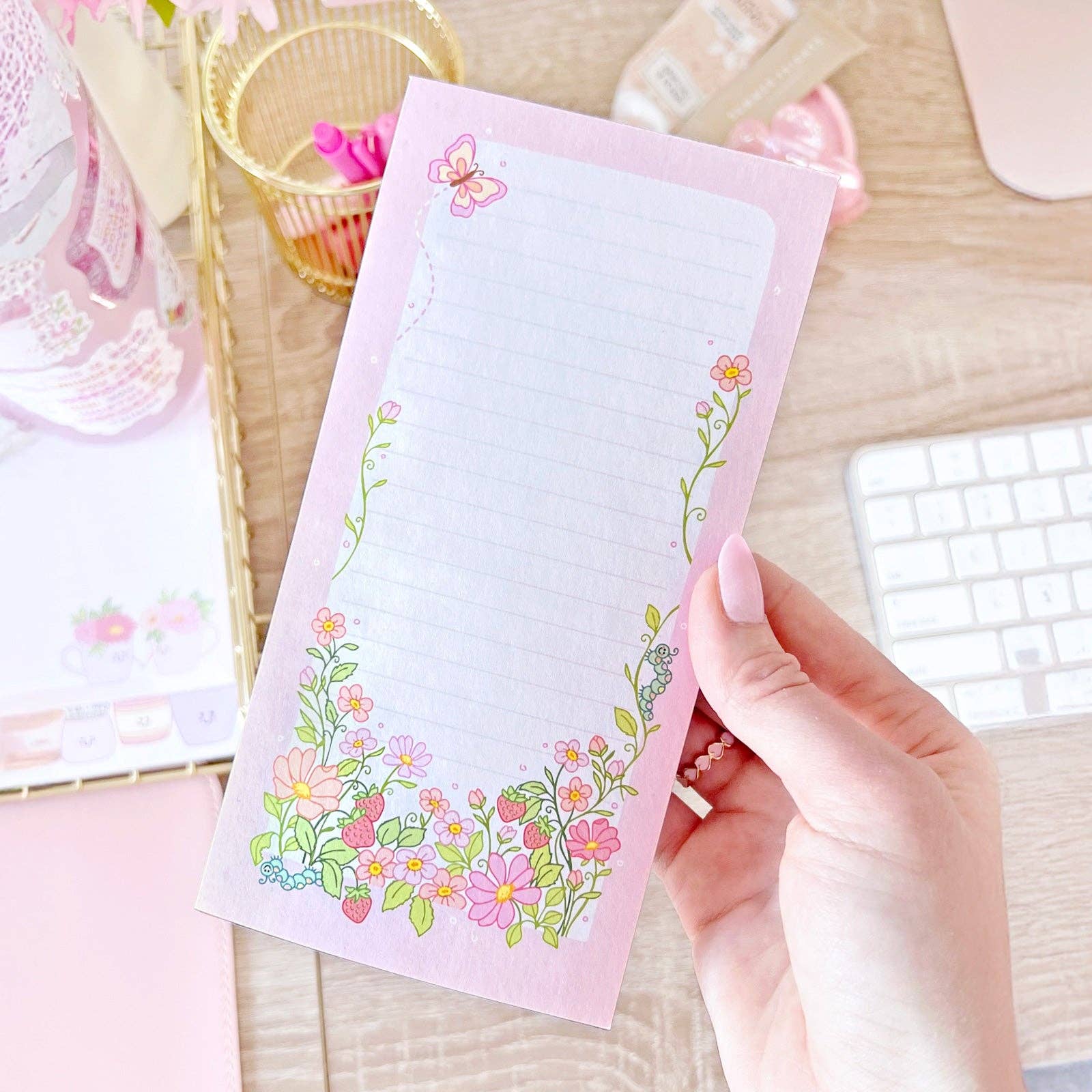 The Rosy Redhead - Wholesale Notepad - Shopping To Do List Planner Cute Strawberry Patch Notepad1