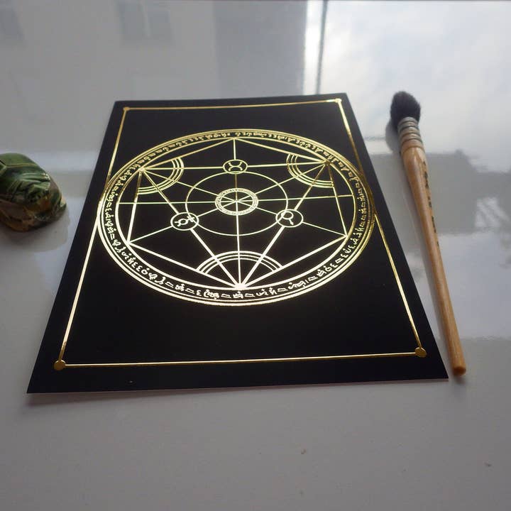 Atelier E.Pic – wholesale Konsttryck – Gyllene kort med alkemi-transmutationscirkel i Fullmetal Alchemist-stil5