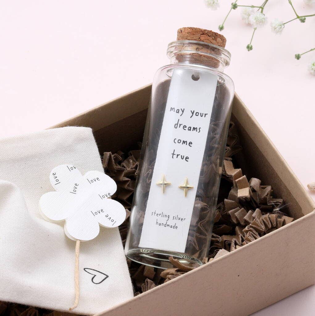 Attic creations - Wholesale Stud/Post Earrings - BT031 Message Bottle Earrings 'Dreams Come True'5