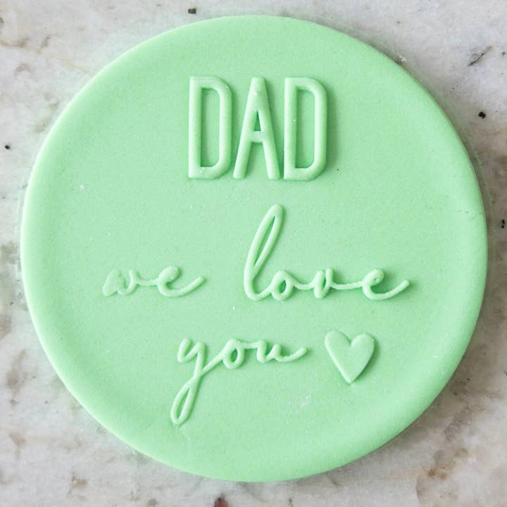 Popup-Stempel mit Aufdruck „Dad We Love You“, Plätzchen-/Keks-Stempel zum Vatertag für den Großhandel von Cut Bake Stamp