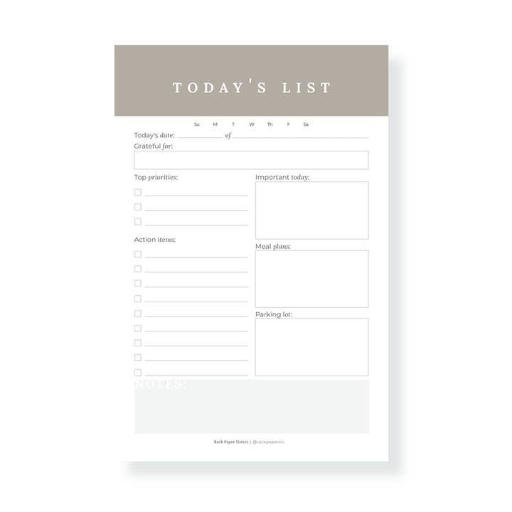 Bloc-notes de la liste du jour pour la vente par Rock Paper Sisters