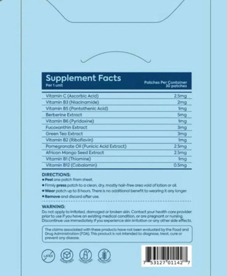 Beauty Stash - Wholesale Acne/Hydrocolloid Patch - Patch Stash SLIM Metabolic Wellness & GLP-1 Support Patches – 30 Count, 3” x 3”, Transdermal Supplement Patch1