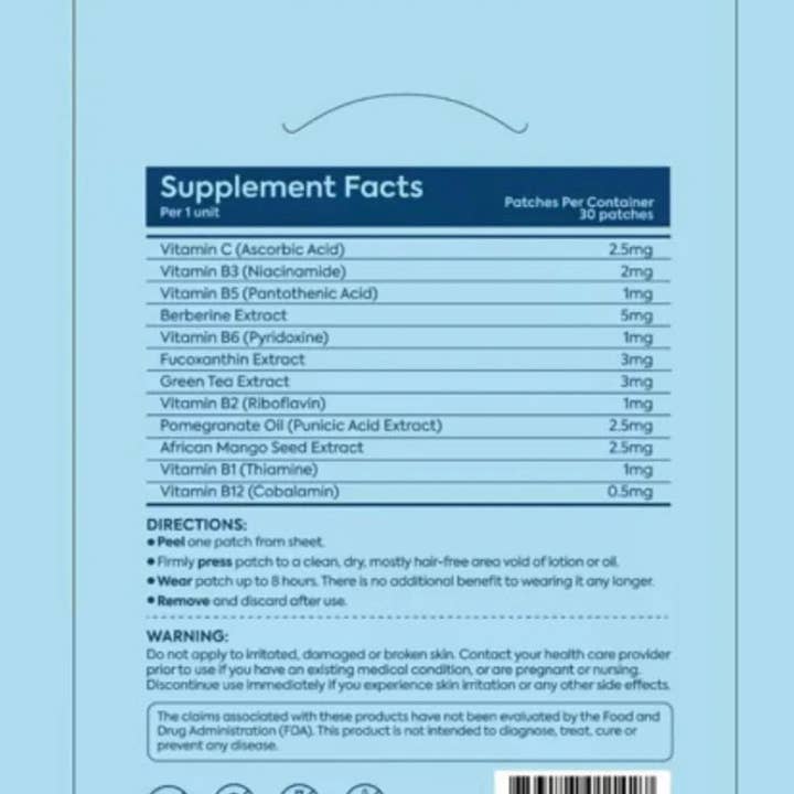 Beauty Stash - Wholesale Acne/Hydrocolloid Patch - Patch Stash SLIM Metabolic Wellness & GLP-1 Support Patches – 30 Count, 3” x 3”, Transdermal Supplement Patch1