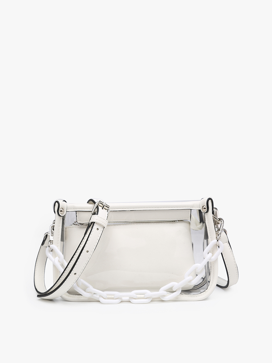 Jen & Co. - Vente Sac à bandoulière – femme - M2226CR Sac à bandoulière Jessica transparent avec chaîne15