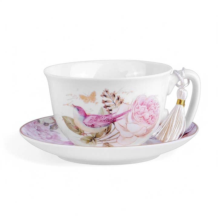 STP - Wholesale Tea Set - Vintage Style Birds Porcelain Cup and Saucer Set in Gift Box6