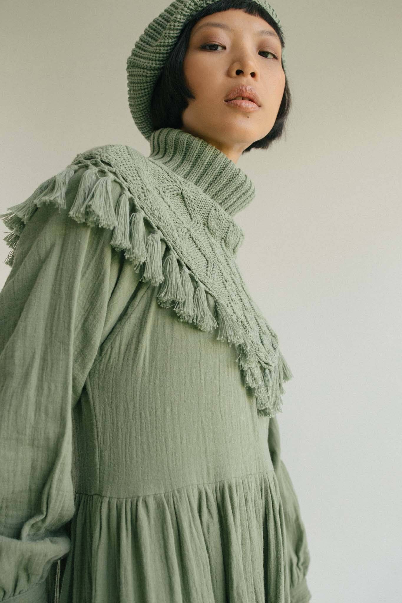 Sage Grøn Strikket halsedisse i salviegrøn for engroshandel på Faire1