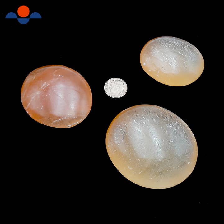 Orange Selenite Polished Crystal Palm Oval Stone Approx 2.5" Inches for wholesale by CRCBEADS