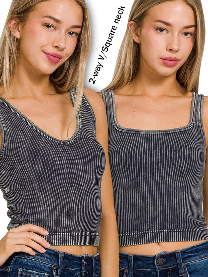 42POPS - Wholesale Tank Top - Women's - ",.._ Premium Washed Seamless 2-way Tank