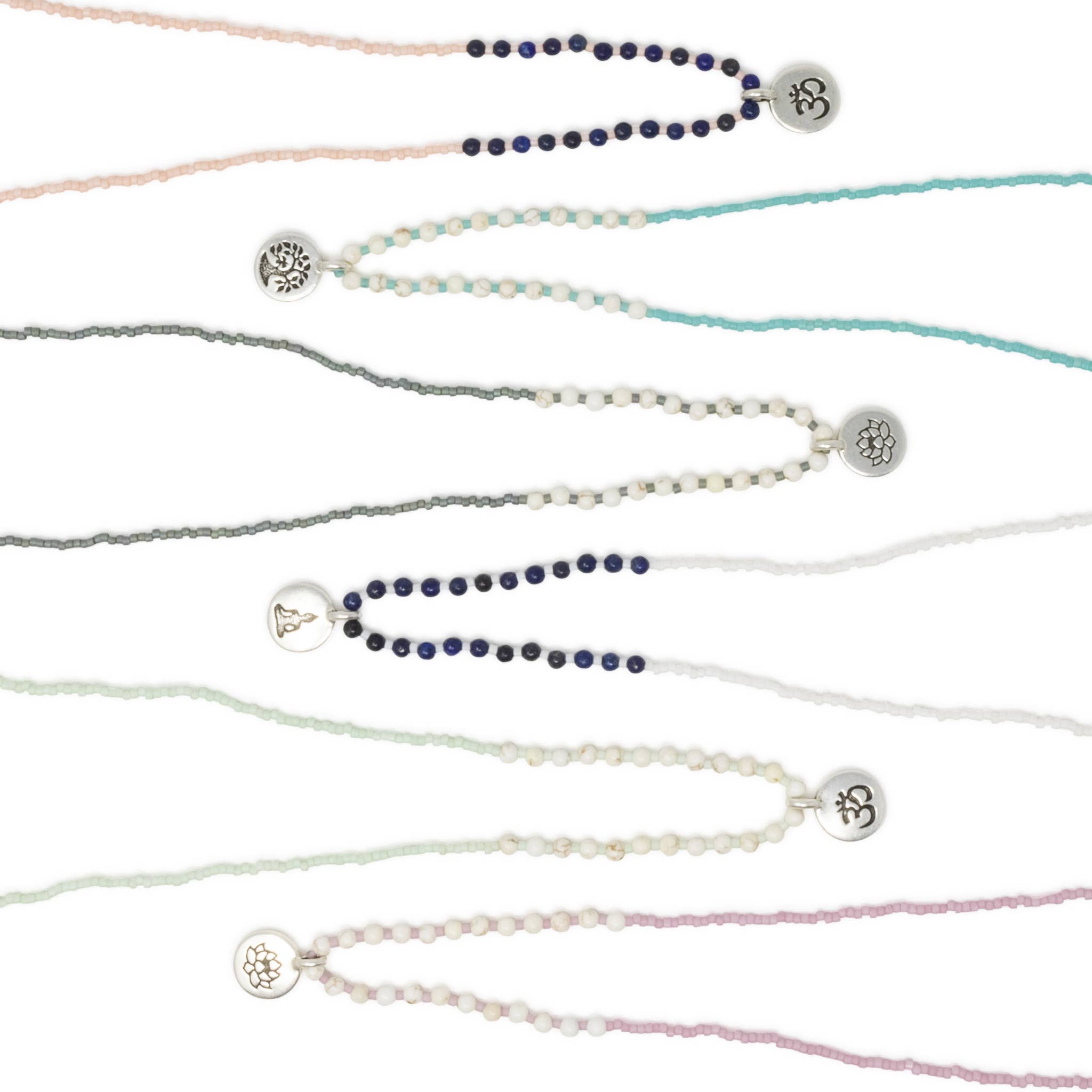 Nica Life - Wholesale Pendant/Charm Necklace - Zen Necklaces w/ Silver Yoga Charms 14