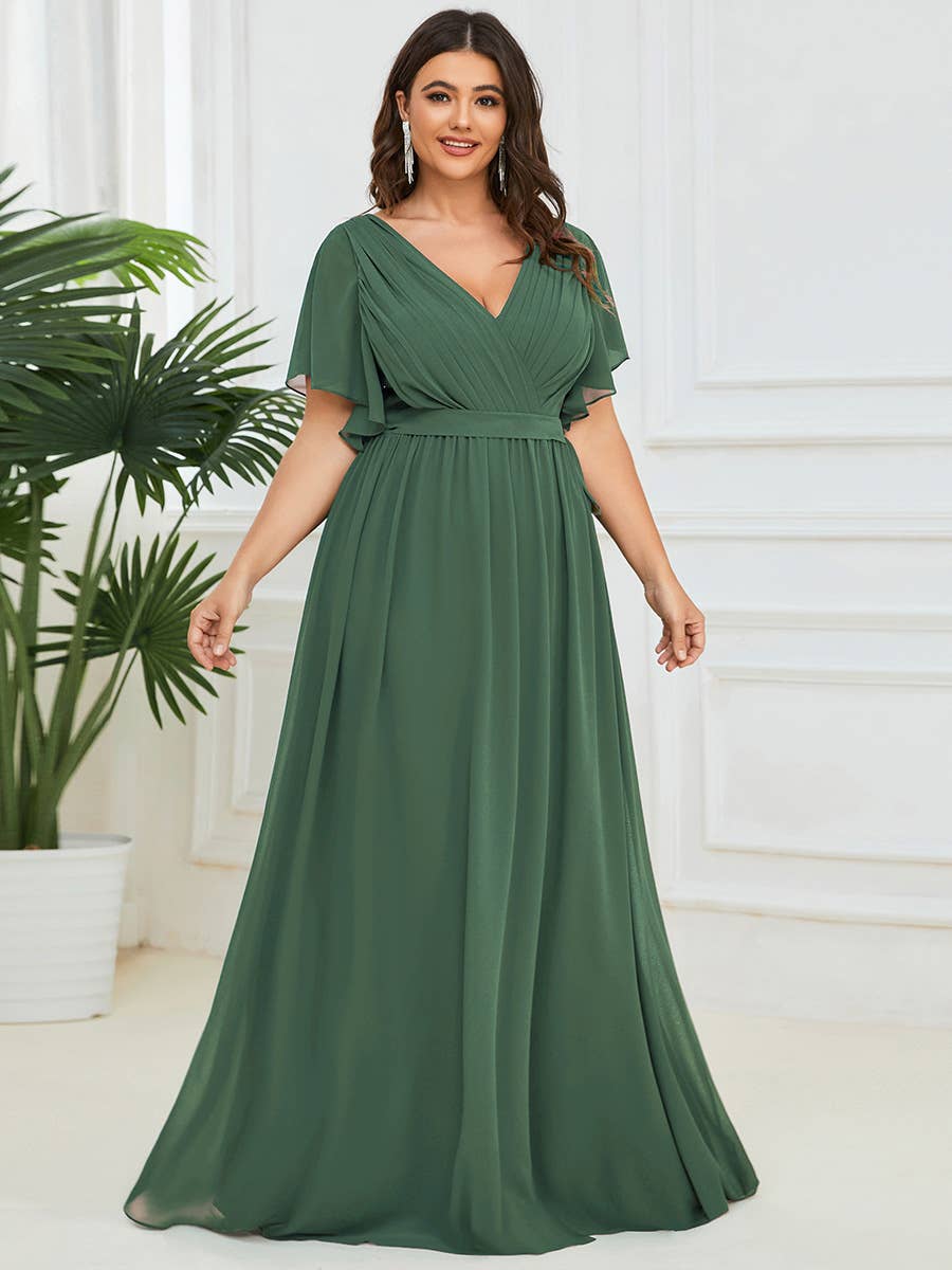 Ever-Pretty - Vente Robe – femme - Robes de soirée à volants à manches courtes exclusives B2B80