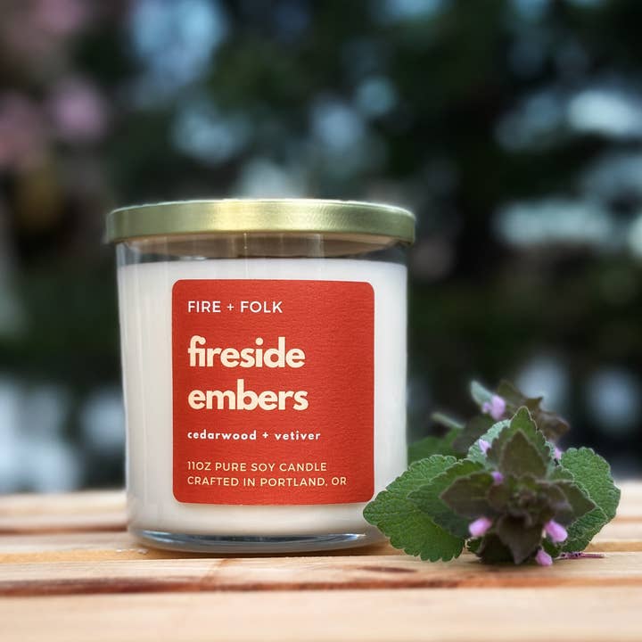 FIRE + FOLK - Wholesale Jar/Filled Candle - Fireside Embers | 11oz Wood Wick Soy Candle