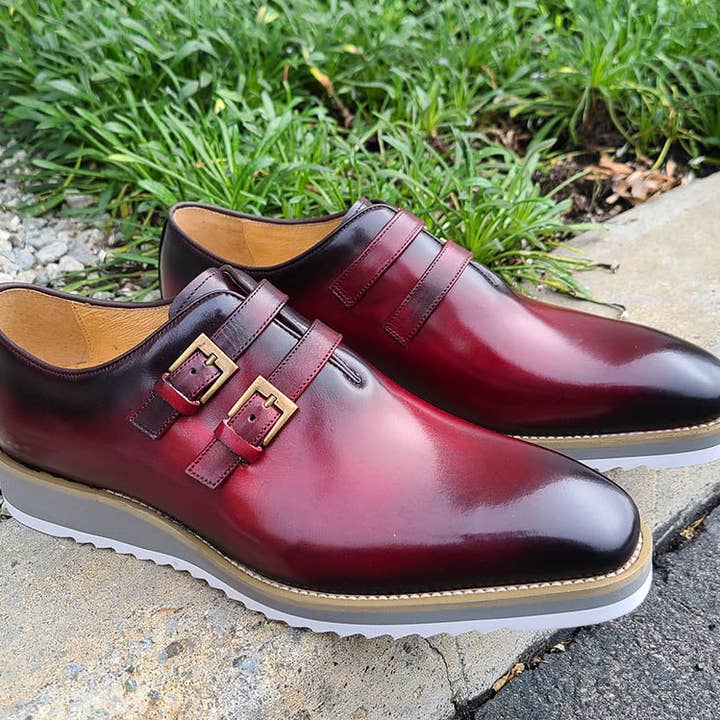 Burnished Double Monk Whole Cut Loafer KS515-30 for wholesale by Carrucci Shoes