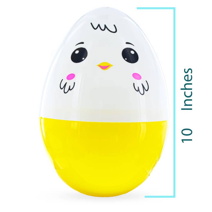 BestPysanky - Wholesale Decorative Tabletop Object - Large Chick Jumbo Size White and Yellow Plastic Easter Egg