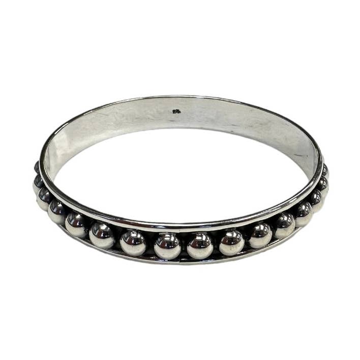 Sterling Silver Dotted Bead Row 11mm Bangle Bracelet for wholesale by Select Lines