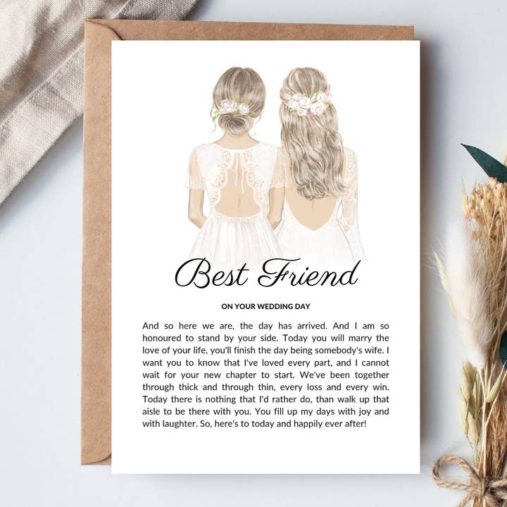 Best Friend Wedding Day Printed Poem for wholesale by Boho Babe UK Studio