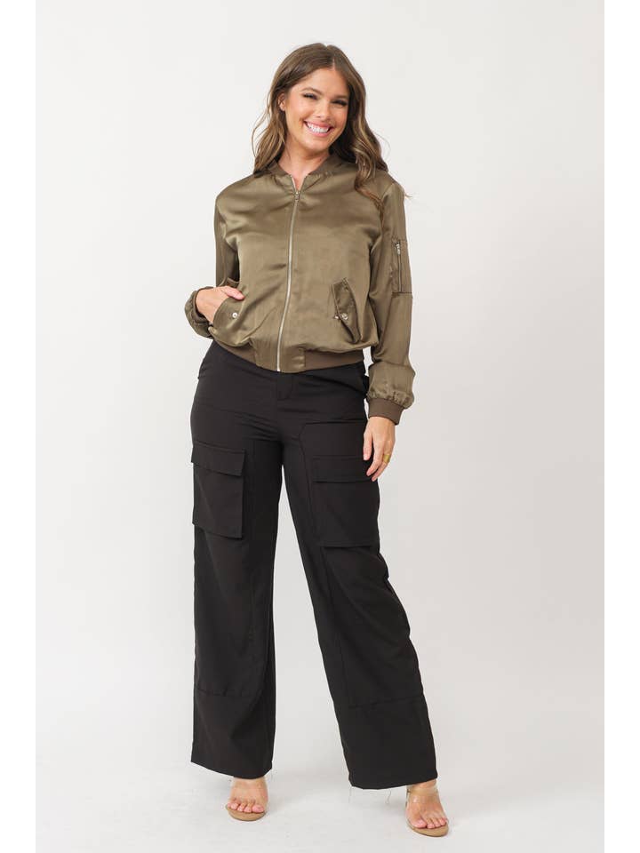 Tea & Cup - Wholesale Bomber Jacket - Women's - Satin zip up bomber jacket3