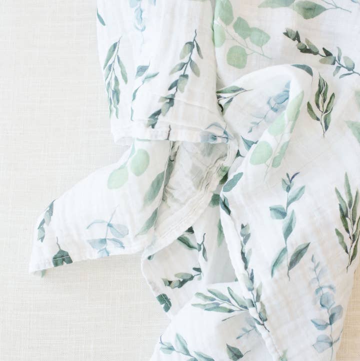 Fawn & Foster - Wholesale Swaddle - Baby - Organic Muslin Gauze Swaddle Receiving Blanket | Sage Leaves
