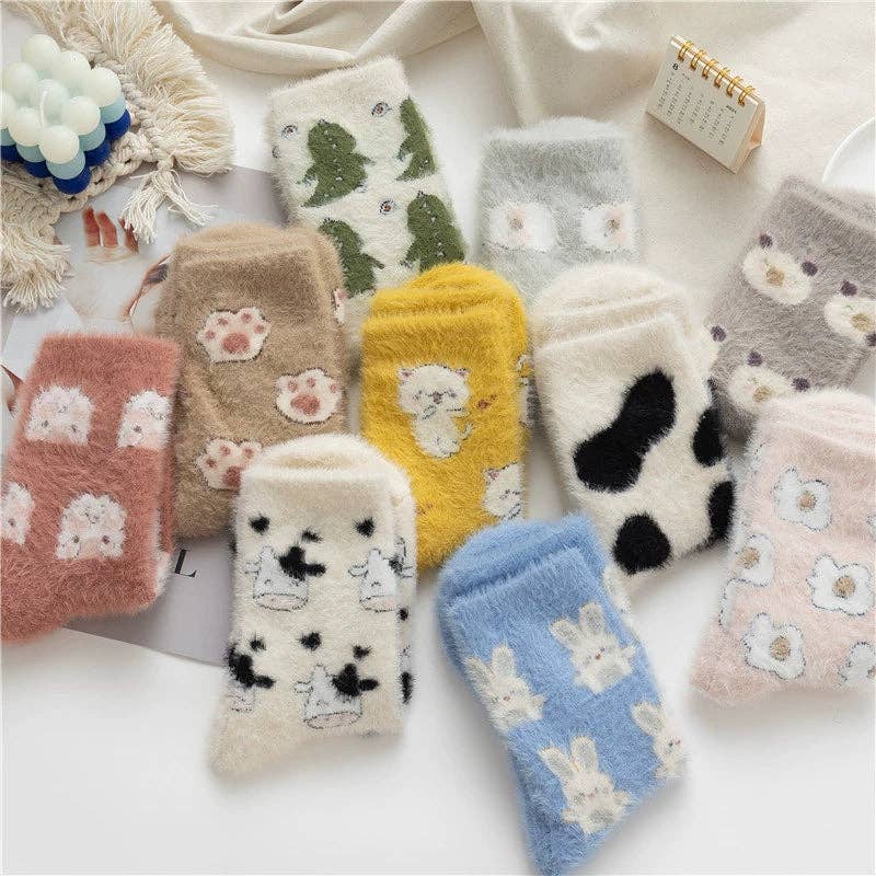 Gohobi （We cover U.S. import duties） - Vente Chaussettes – femme - Chaussettes en polaire Gohobi avec animaux mignons10