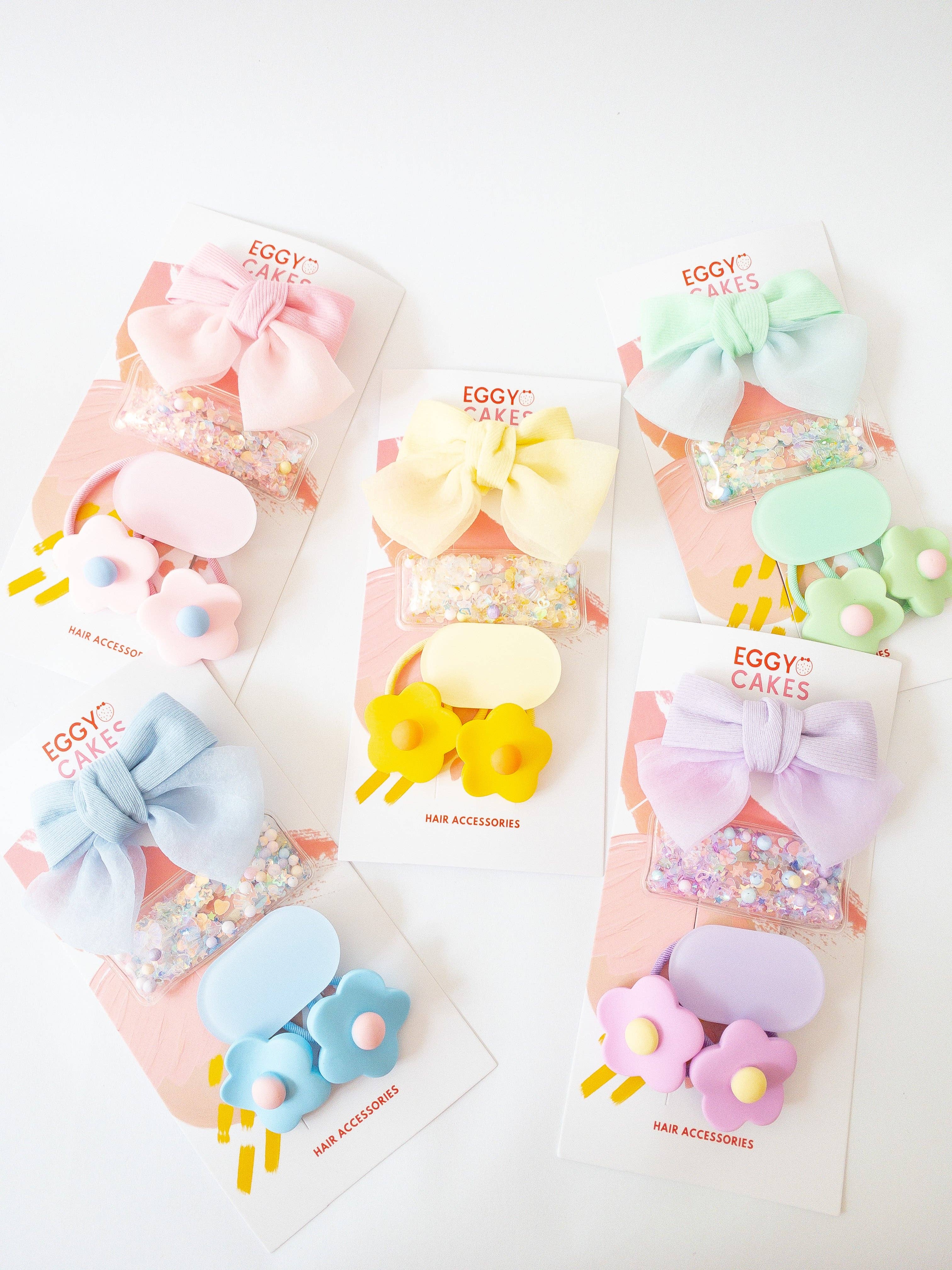 Eggy Cakes - Wholesale Haaraccessoireset - kinderen - Shay Bow and Confetti 5-delige haarclipset5