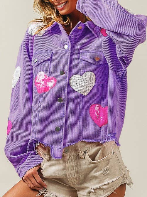 HIDDENBRAND - Wholesale Jacket - Women's - Love Sequins With Loose Corduroy Fleece Jacket8