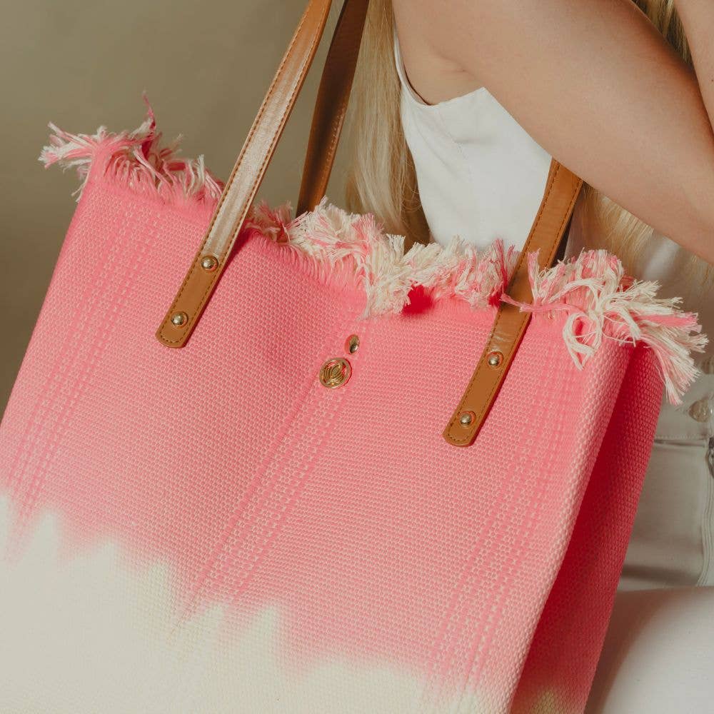 VIA FIORE - Venta al por mayor Bolso con correa - Mujer - Bolso de Flecos Teñido en Degradado Rosa y Blanco VIA FIORE0