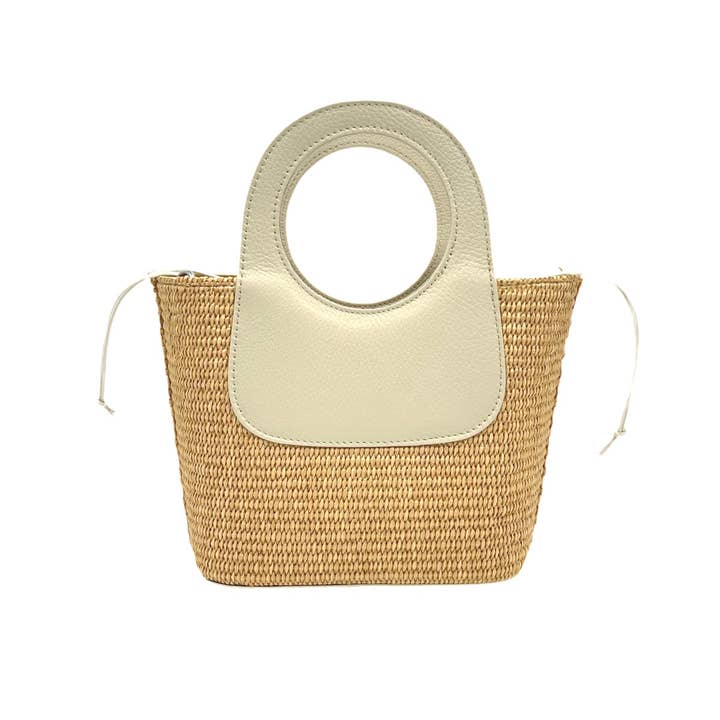 Suie Valentini srl - Wholesale Beach Bag - Summer collection, raffia and genuine leather handbag, Made in Italy, art. 1125943