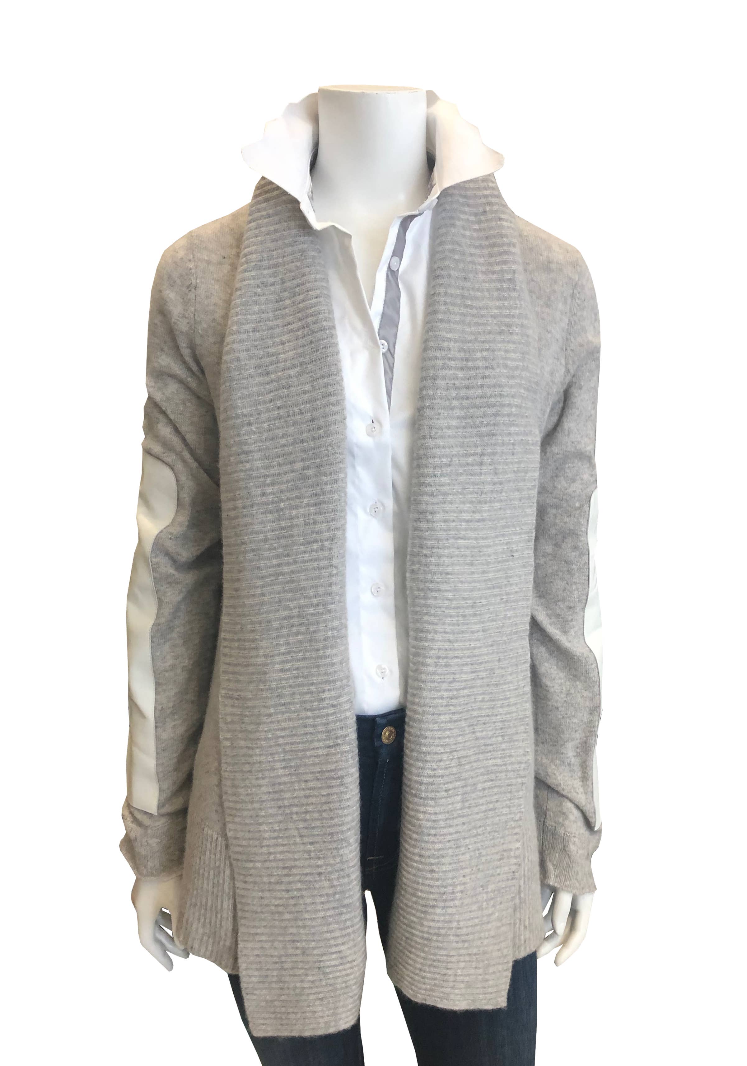 Cortland Park Cashmere - Wholesale Cardigan - Dames - Leren arm Cardi