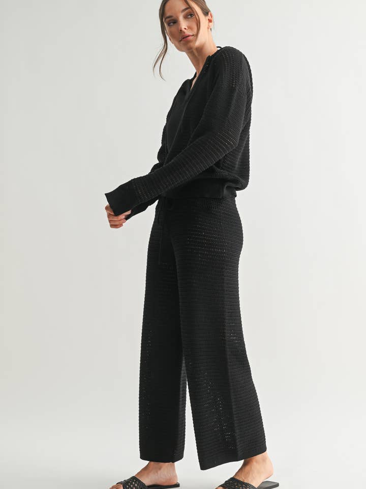 Mono B - Wholesale Pants - Women's - Breezy Crochet Wide-Leg Pants