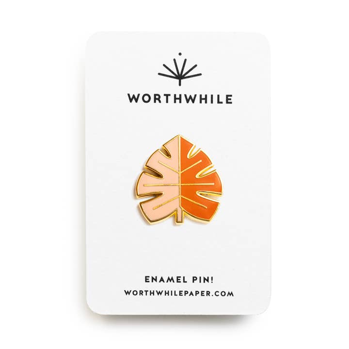 Monstera Leaf Enamel Pin for wholesale by Worthwhile Paper