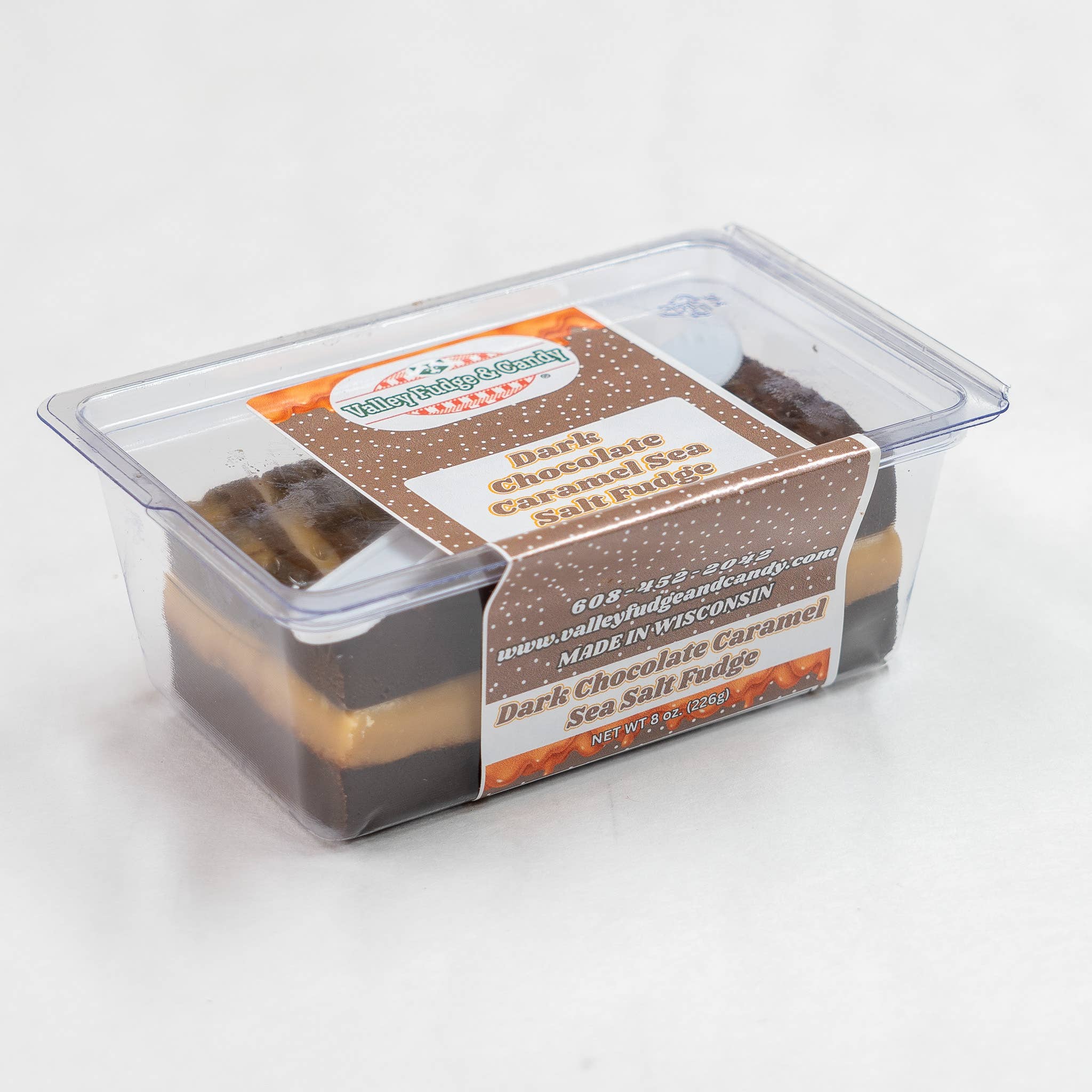 Valley Fudge & Candy - Wholesale Fudge - Dark Chocolate Caramel Sea Salt 1/2 lb. Fudge Bar1